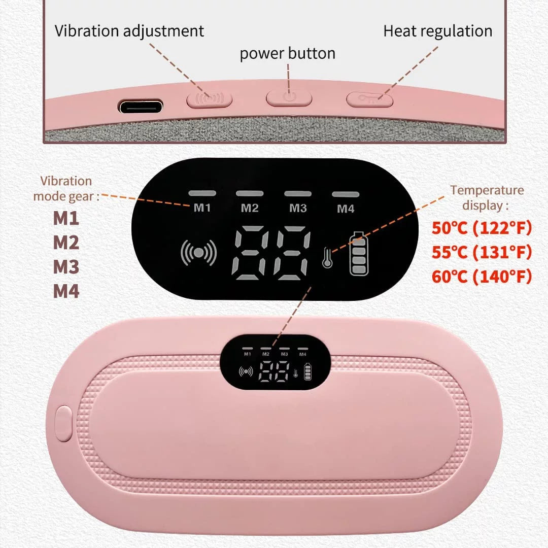 Heating Pad for Menstrual Cramps Relief Portable Cordless Heating Pad for Stomach Back Belly Pink