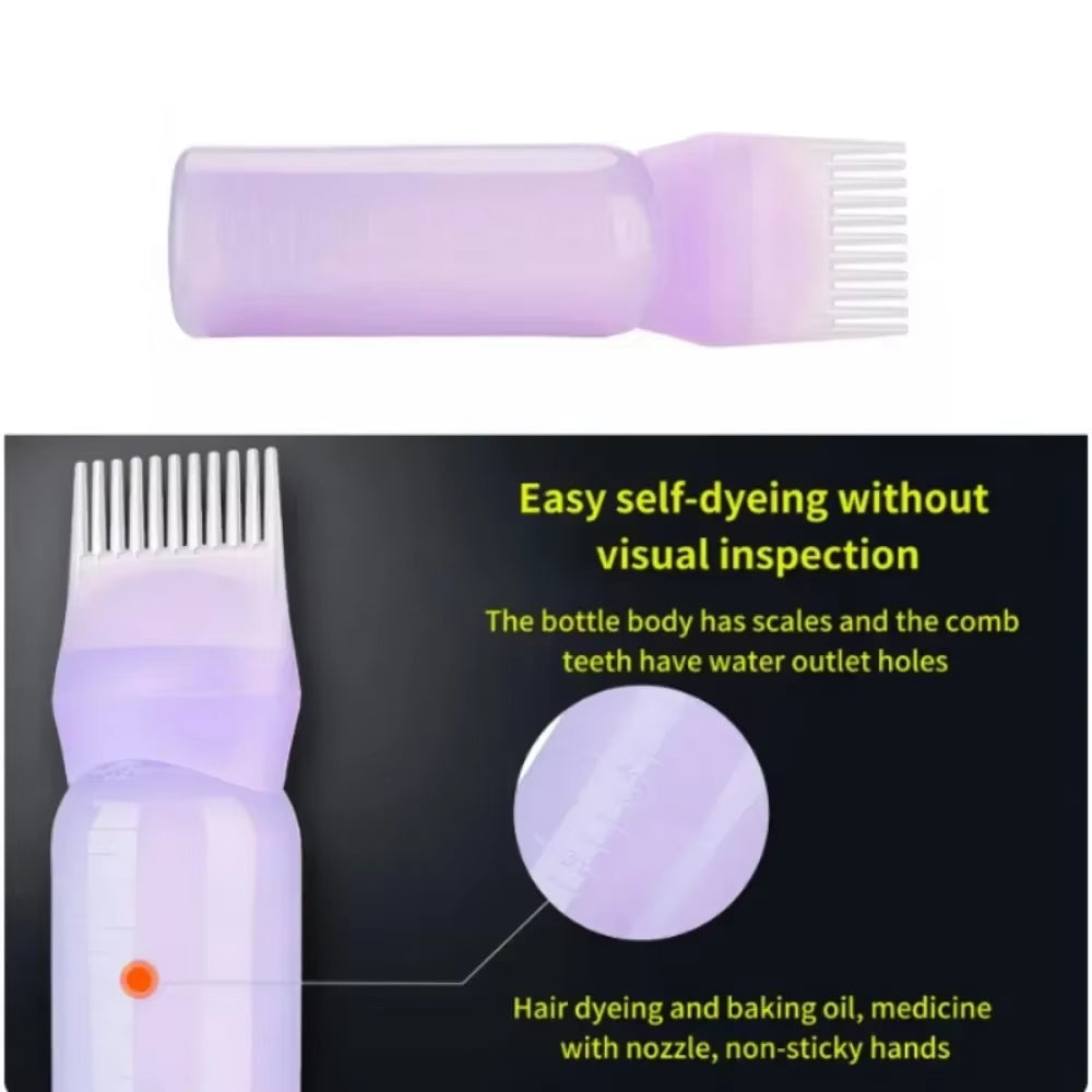 180Ml Plastic Hair Dye Bottles Refillable Bottle Applicator Comb Dispensing Salon Hair Coloring Hairdressing Styling Tool Comb